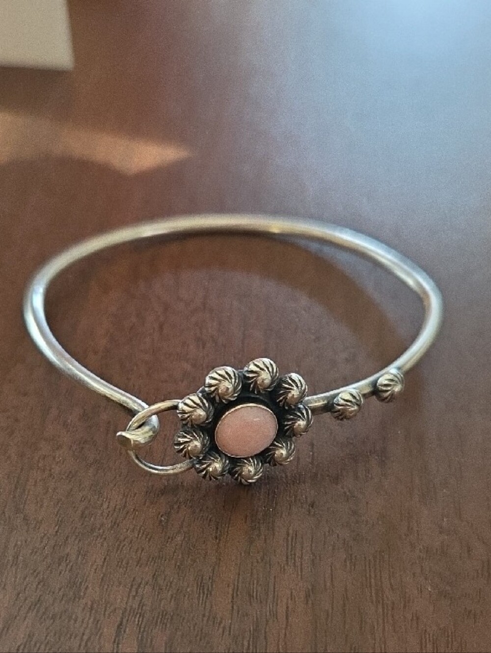 Pink Opal Sterling Silver Bangle - Picture 3 of 6